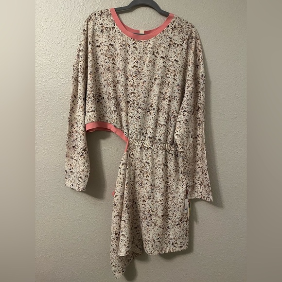 Open Edit Floral Long Sleeve Dress with Pink Accents - Picture 2 of 7